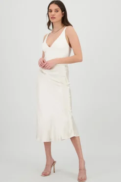 Shasa Solid Satin Skirt