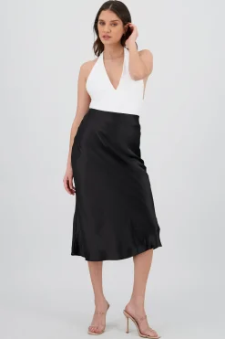 Shasa Solid Satin Skirt