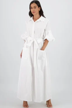 Shasa Solid Shirt Style Maxi Dress