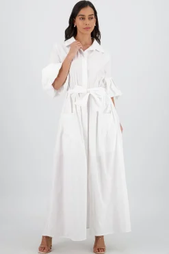 Shasa Solid Shirt Style Maxi Dress