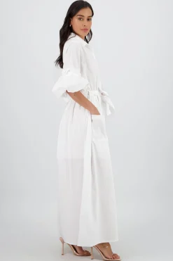 Shasa Solid Shirt Style Maxi Dress
