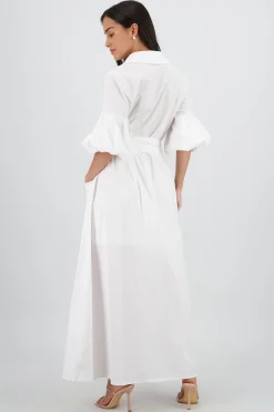 Shasa Solid Shirt Style Maxi Dress