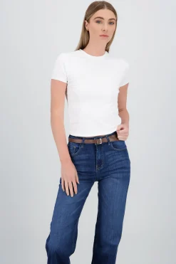 Shasa Solid Short Sleeve Round Neck Top