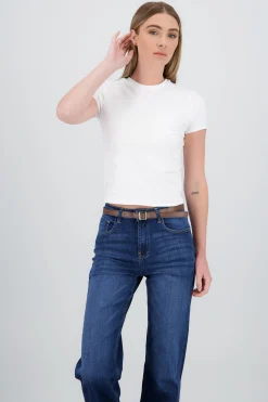 Shasa Solid Short Sleeve Round Neck Top