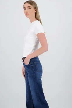Shasa Solid Short Sleeve Round Neck Top