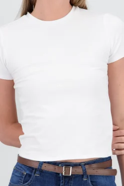 Shasa Solid Short Sleeve Round Neck Top