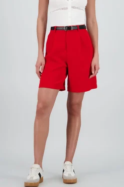 Shasa Solid Shorts with Belt Detail
