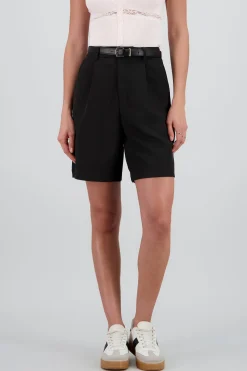 Shasa Solid Shorts with Belt Detail