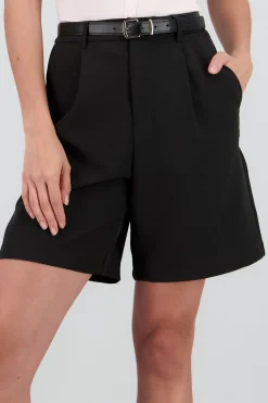 Shasa Solid Shorts with Belt Detail