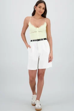 Shasa Solid Shorts with Belt Detail