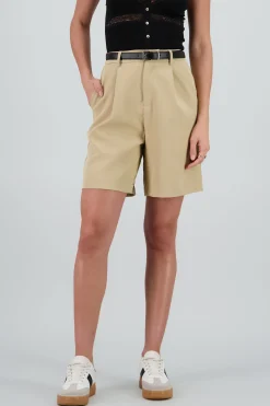 Shasa Solid Shorts with Belt Detail