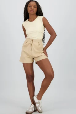 Shasa Solid Shorts with Pleats