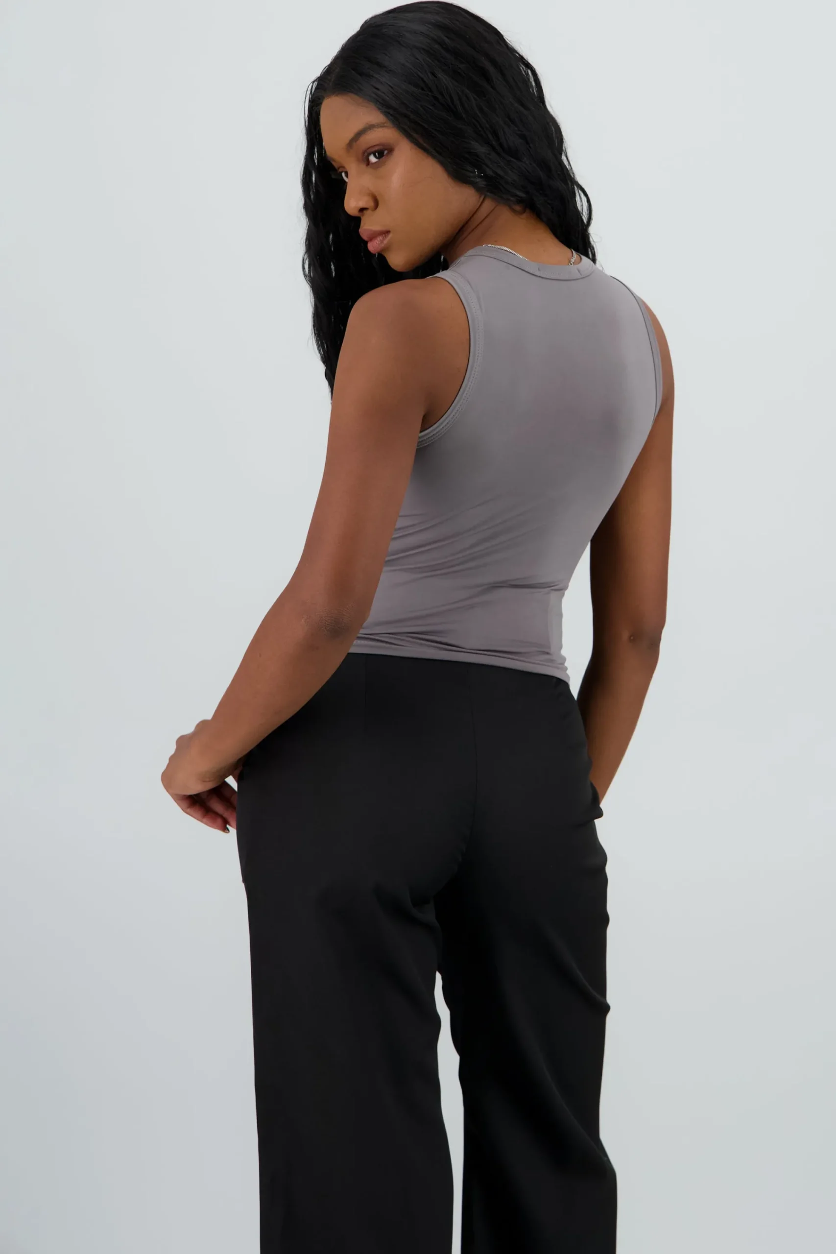 Shasa Solid Sleeveless Round Neck Top