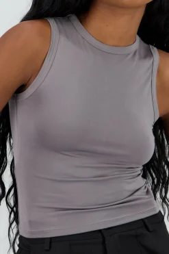 Shasa Solid Sleeveless Round Neck Top