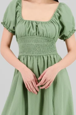 Shasa Solid Smocked Maxi Dress