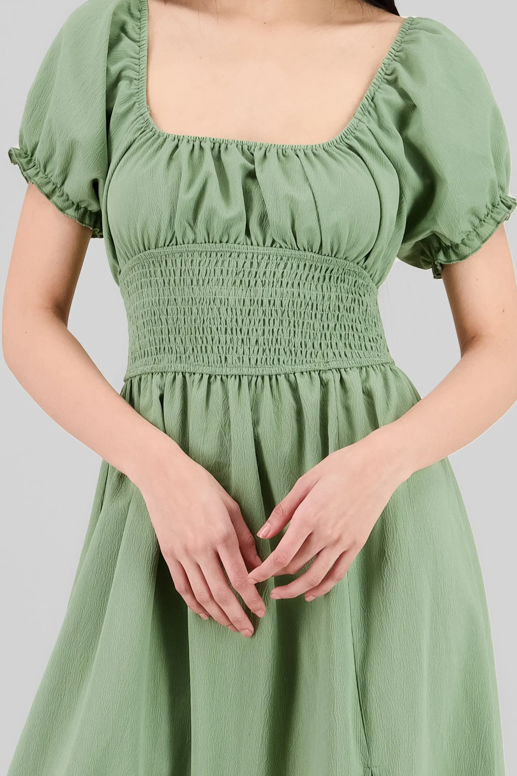 Shasa Solid Smocked Maxi Dress