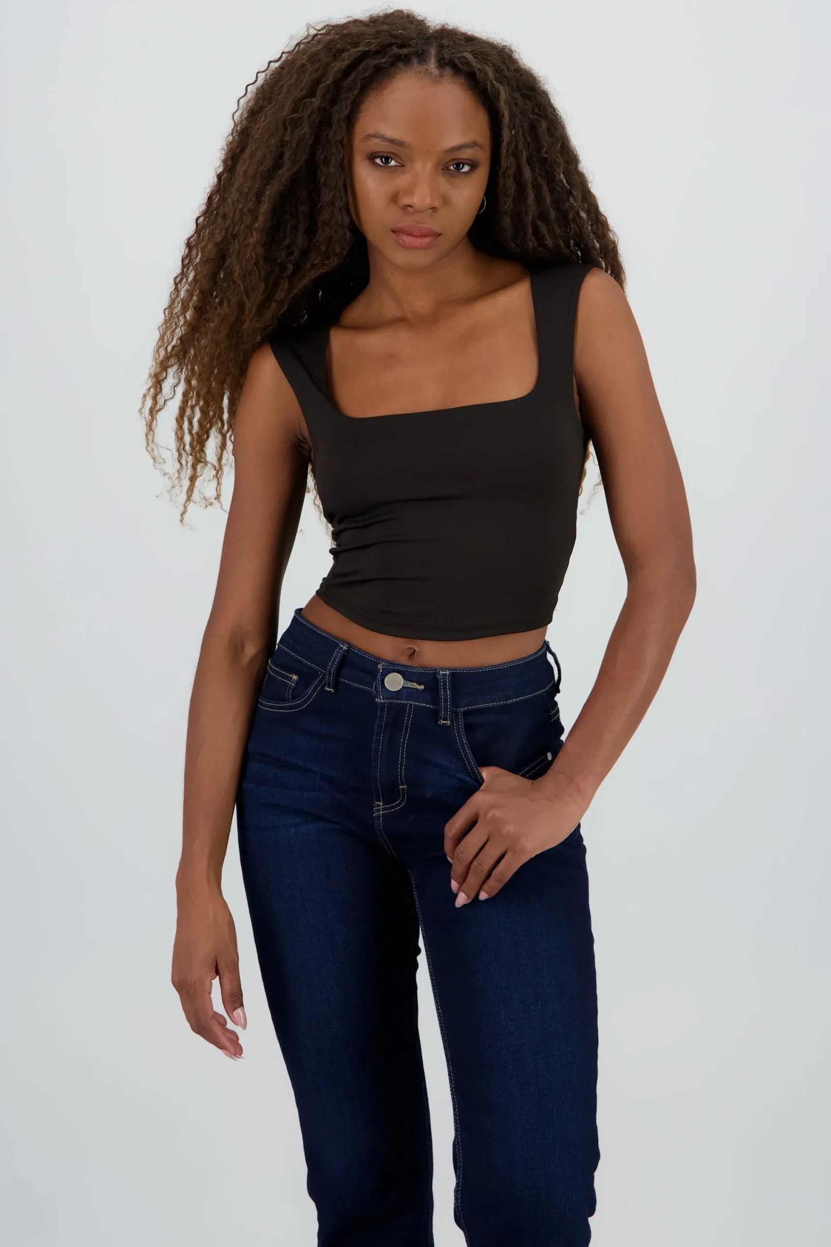 Shasa Solid Square Neck Top