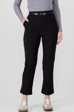 Shasa Solid Straight Pants With Belt