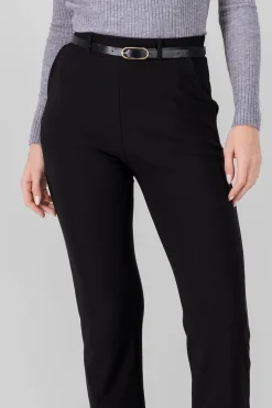 Shasa Solid Straight Pants With Belt