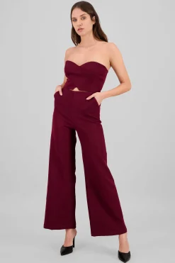 Shasa Solid Strapless Jumpsuit
