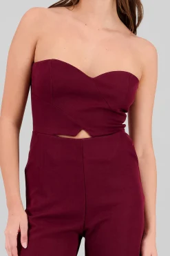 Shasa Solid Strapless Jumpsuit