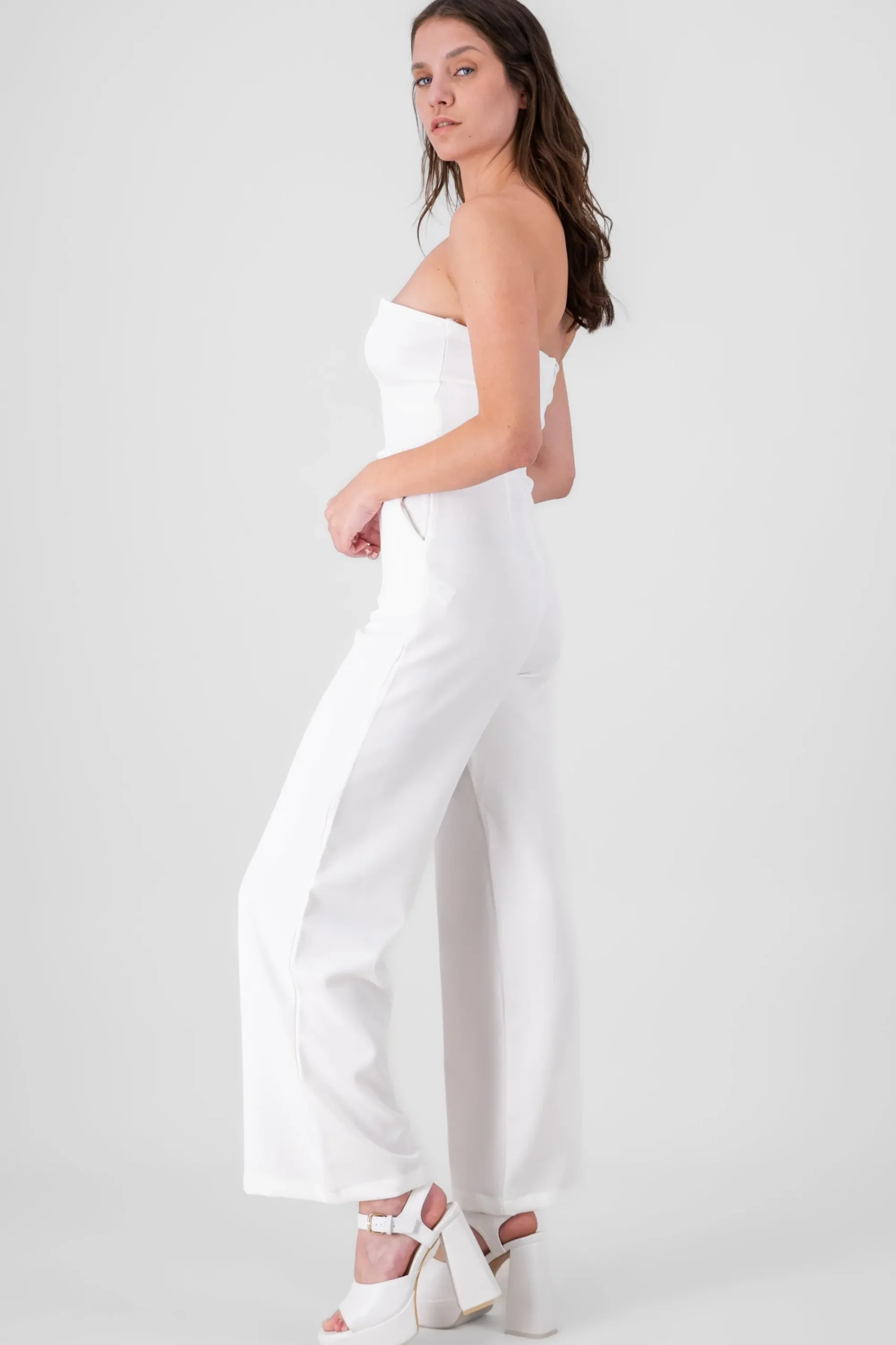 Shasa Solid Strapless Jumpsuit