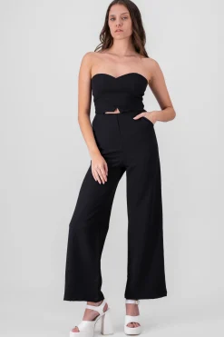 Shasa Solid Strapless Jumpsuit