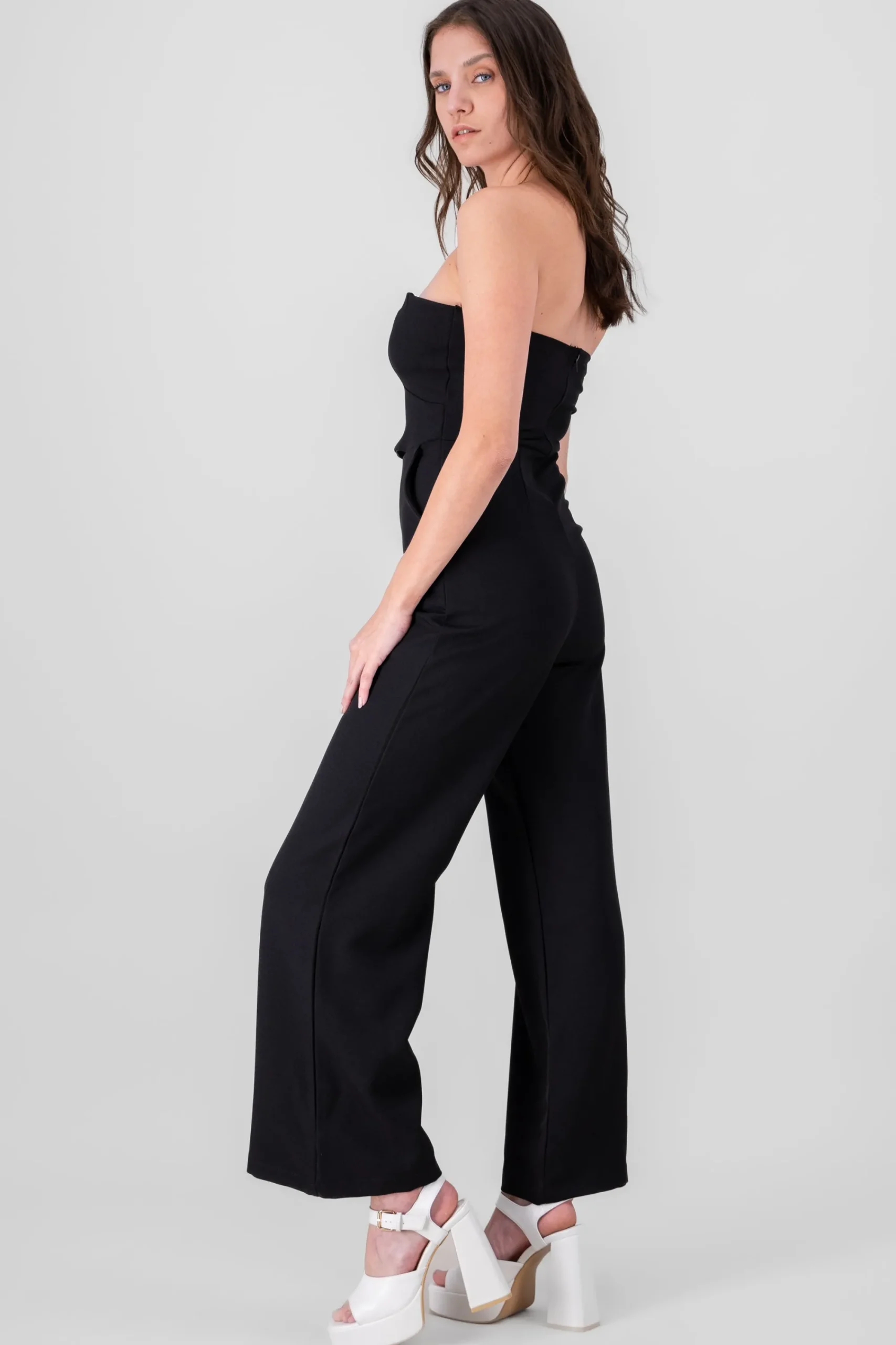 Shasa Solid Strapless Jumpsuit