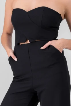 Shasa Solid Strapless Jumpsuit