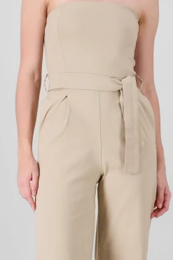 Shasa Solid Strapless Jumpsuit With Belt