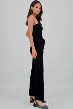 Shasa Solid Strapless Jumpsuit With Belt