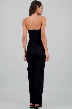 Shasa Solid Strapless Jumpsuit With Belt