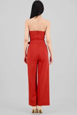 Shasa Solid Strapless Jumpsuit With Belt