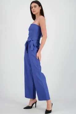 Shasa Solid Strapless Jumpsuit With Belt