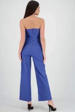 Shasa Solid Strapless Jumpsuit With Belt