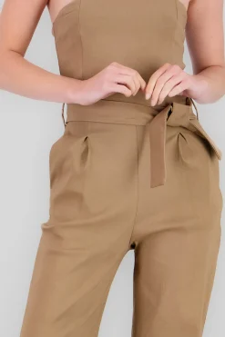 Shasa Solid Strapless Jumpsuit With Belt