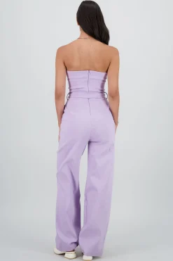 Shasa Solid Strapless Jumpsuit With Belt