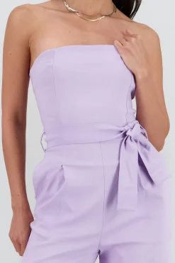 Shasa Solid Strapless Jumpsuit With Belt