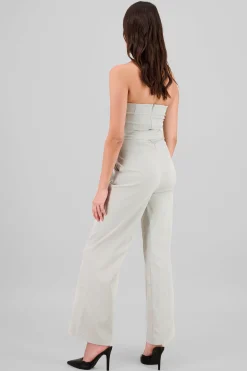 Shasa Solid Strapless Jumpsuit With Belt