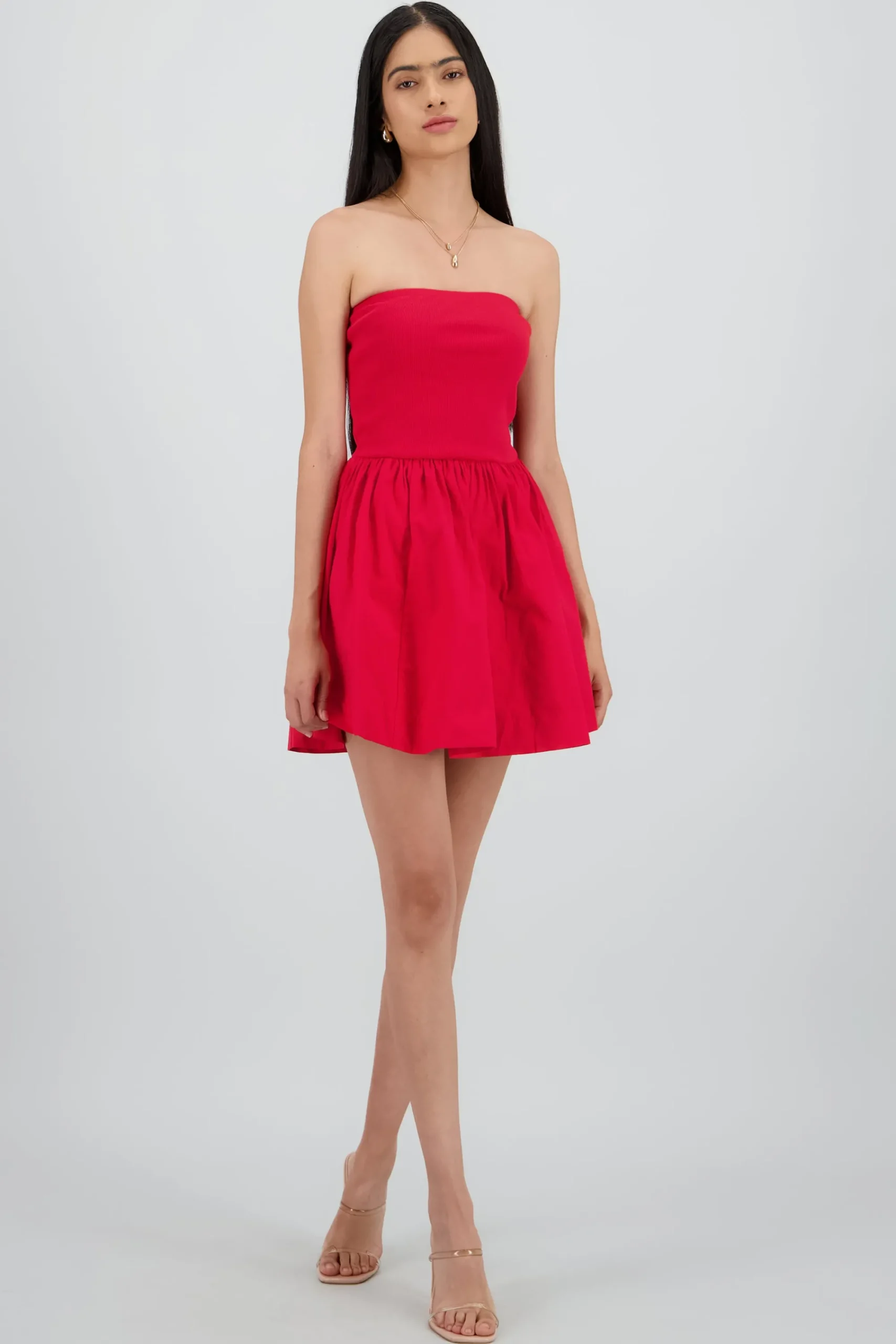 Shasa Solid Strapless Mini Dress