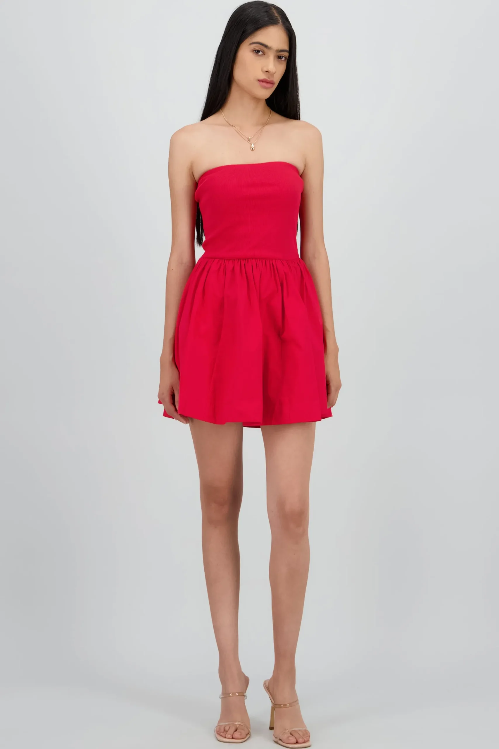 Shasa Solid Strapless Mini Dress
