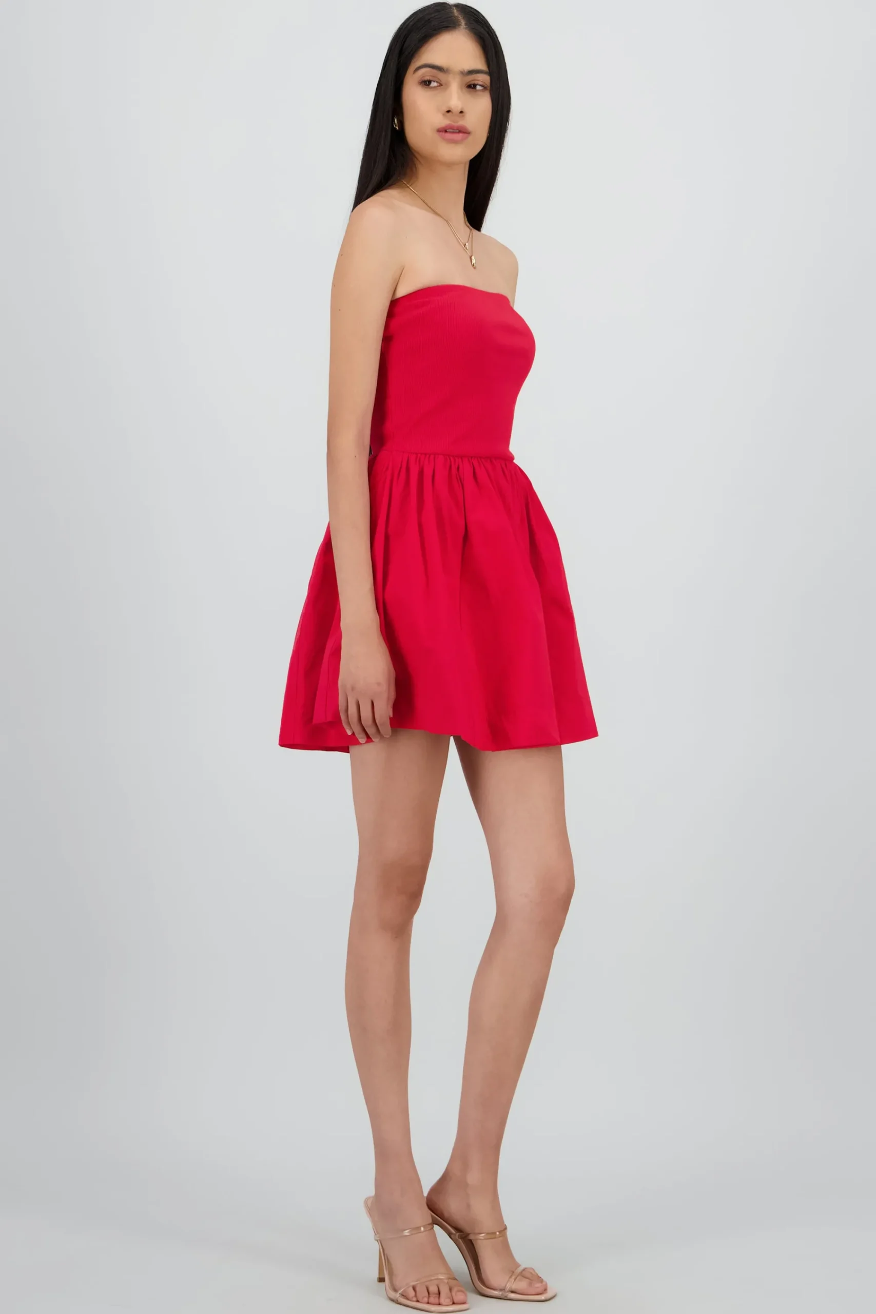Shasa Solid Strapless Mini Dress
