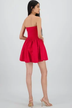 Shasa Solid Strapless Mini Dress