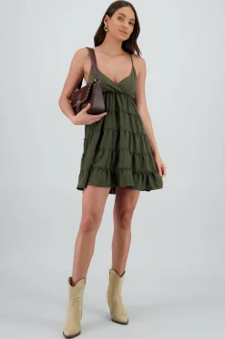 Shasa Solid Strappy Mini Dress