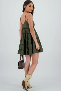 Shasa Solid Strappy Mini Dress