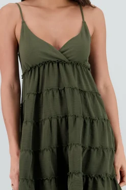 Shasa Solid Strappy Mini Dress