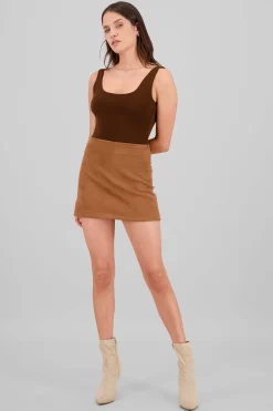 Shasa Solid Suede Mini Skirt
