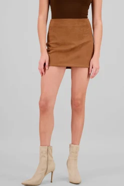 Shasa Solid Suede Mini Skirt