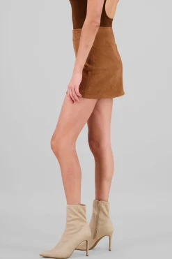 Shasa Solid Suede Mini Skirt