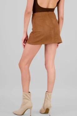 Shasa Solid Suede Mini Skirt